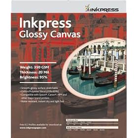 Inkpress Inkjet Glossy Canvas Paper 11x17 50 Sheets by 