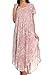 Sakkas Lila Freckled Dyed Cap Sleeve Scoopneck Long Caftan Dress/Cover Up