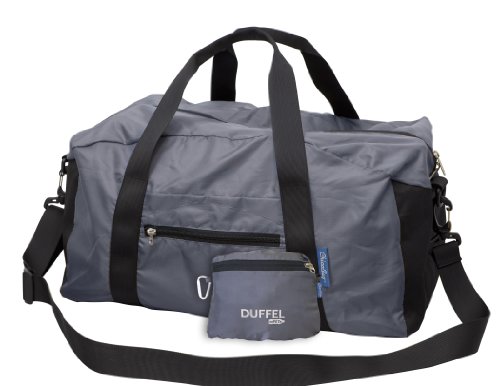 ChicoBag Duffel (Recycled Plastic) - Lightweight Collapsible Weekender Bag (Smoke)