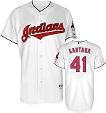 Carlos Santana Jersey: Adult Majestic Home White Authentic Cleveland Indians Jersey
