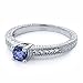 0.56 Ct Round Cut Blue Tanzanite 925 Silver Engagement Ring