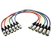 GLS Audio 2ft Patch Cable Cords - XLR Male to XLR Female Color Cables - 2' Balanced Snake Cord - 6 P