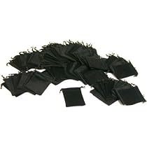 100 Black Velvet Jewelry Drawstring Gift Pouches 2.5"