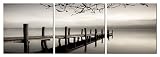 Pyradecor Peace 3 panels Black and White Landscape Giclee Canvas Prints on Canvas Wall Art Modern Stretched and Framed Pictures Paintings Artwork for Living Room Bedroom Home Décor AH3018