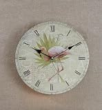 Wooden Pink Flamingo Palm Tree Postcard Beach Summer Wall Clock