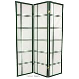 Washita Rice Paper Floor Screens - 6ft. Double Cross Shoji Folding Privacy Screen Room Divider - Hunter Lime Teal Green
