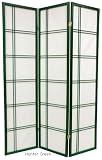 Washita Rice Paper Floor Screens - 6ft. Double Cross Shoji Folding Privacy Screen Room Divider - Hunter Lime Teal Green