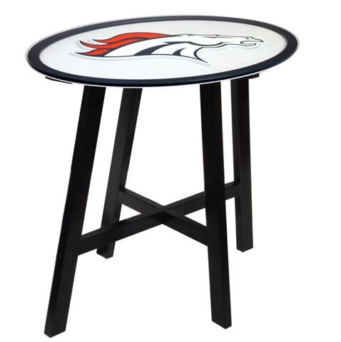 Denver Broncos Wooden Pub Table With Glass Top