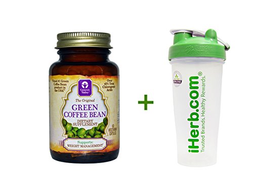 Genesis Today, The Original Green Coffee Bean, 60 Veggie Caps, iHerb Goods, Blender Bottle with Blender Ball, Green, 28 oz