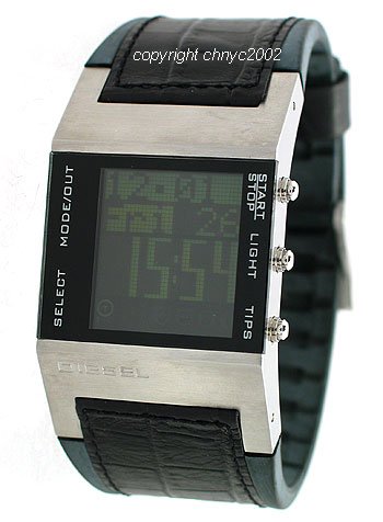41OSWQxK%2BuL Diesel Mens Series IV Digital Black Croco leather Watch #DZ7044