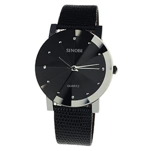 New Mens Unisex Black Dial Classic Value Leather Band Fashion Quartz Wrist Watch (Watch)