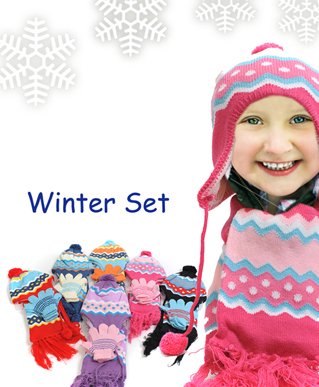 Gap Style Kid's Peruvian 3-Piece Glove, Hat & Scarf Set with Free Shipping