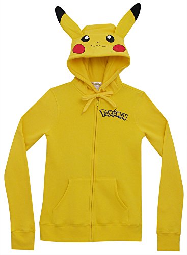 Meilaier Womens Cute Anime Pikachu Hoodie Zip Up Coats Jackets Sweatshirt Costume (L)