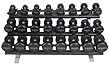TKO 822CDR3 3-Tier Pro Style Dumbbell Rack, Silver Metallic