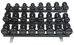 TKO 822CDR3 3-Tier Pro Style Dumbbell Rack, Silver Metallic
