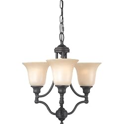 Royce Lighting RMC700/3-23 Prescott Three-Light Mini Chandelier Oil Rubbed Bronze with Sepia Globes