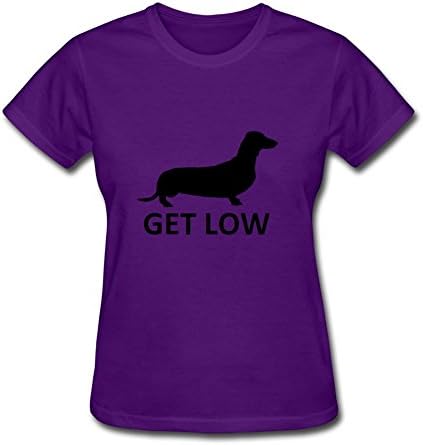 Erinwood Funny Get Low Dachshund Dog Image T-shirt Large For Women Purple