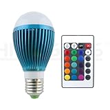 HitLights BLUE-MOON Multi Color 9W RGB Changing LED Globe Light Bulb, Super Bright Mood Light with Upgraded Remote Memory Function Since 3/6/13