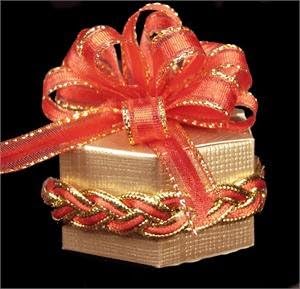 Tanday #9332 (White/Gold) Sparkling Trim Satin Ribbon 1/2" x 10 yards .