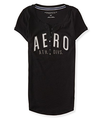 Aeropostale Women's Aero Athletic Division Ribbed Henley Shirt