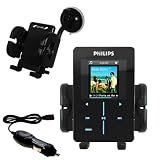 Philips GoGear HDD1630/17 car windshield holder with Car Charger - Uses Gomadic TipExchange