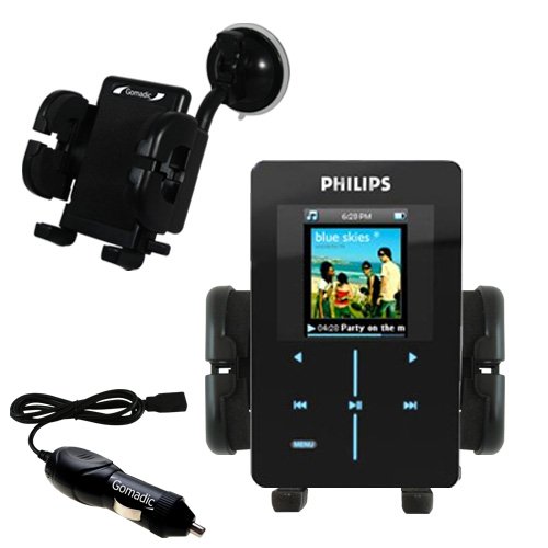 Philips GoGear Micro Jukebox 8GB HDD1830/17 Flexible Auto Windshield Holder with Car Charger   Uses Gomadic TipExchange