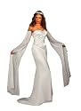 Brautkleid mit Chiffonärmelchen und Perlen creme