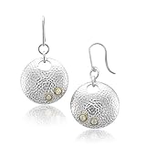 41OSukSCdfL. SL160  10k Gold and Silver Round Disc Hoop Drop Diamond Earrings (GH, SI I, 0.20 carat)