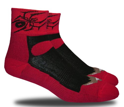 RHINO SOCKS SS series, Tribal Spider, crimson/black, anklet sports cycling biking hiking running socks