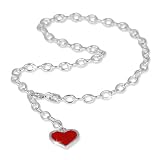 SilberDream Fußkette Herz rot 925 Sterling Silber 25cm Fußkettchen SDF006