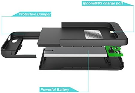 Battery Case#iphone 6/s Battery Case.[apple MFI Certified] Brosoon 3000mah External Protective Charger Extended Backup Battery Pack Cover USB Bank Case for Iphone 6 4.7 Inches (Black)