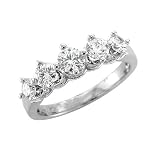 14k White Gold 5-Stone Diamond Engagement Ring / Band, Size 7 (H-I, SI-I, 1.01 carat)