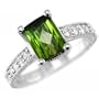 2.59ct AAA Vivid Green Tourmaline & Diamonds Engagement Ring 14k White Gold Antique Style