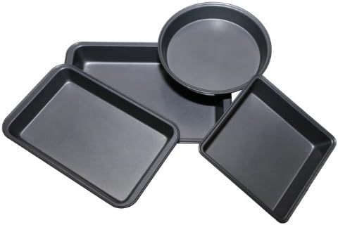 4-Piece Nonstick Bakeware Set, 9" x 13", Round, Square, and Brownie Non-Stick Baking Pan