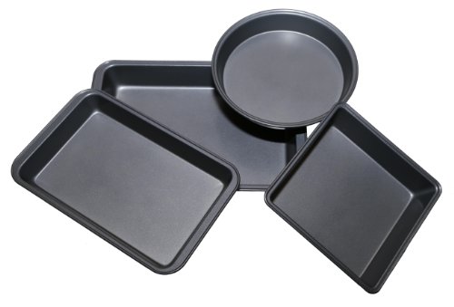 4-Piece Nonstick Bakeware Set, 9" x 13", Round, Square, and Brownie Non-Stick Baking Pan