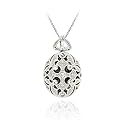 Sterling Silver Cubic Zirconia Filigree Cross Locket Pendant