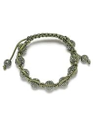 Sterling Silver 12.73ct Diamond Beaded Macrame Bracelet Hand Crafted Jewelry