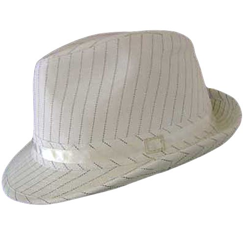 White With Black Pinstripe Sexy Structured Fedora Hat