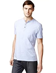 Henley Neck Slim Fit T-Shirt with Stay New™