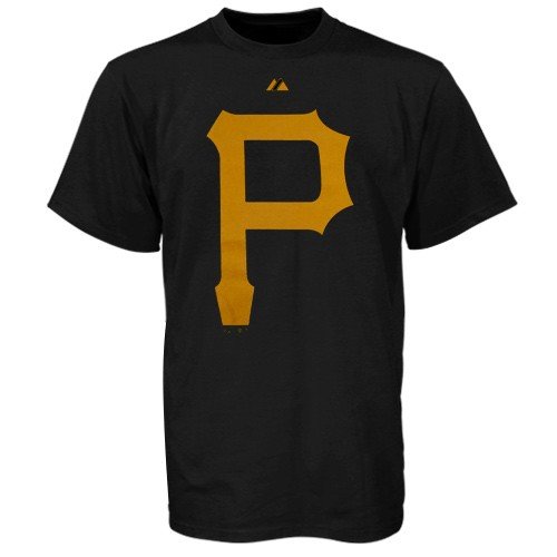 Pittsburgh Pirates -Black- Cooperstown Throwback Official Logo T-Shirt