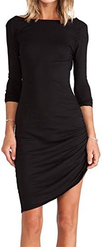 Streetwear Style Asymmetric Irregular Hem High-Low Jersey Bodycon Dress XL Black
