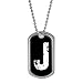 Letter J Initial - Military Dog Tag Keychain