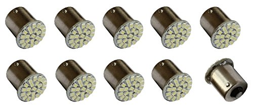 Cutequeen 10pcs White 1156 S25 Ba15s 3020 1206 22smd 22-smd LED Car Lights Bulb Backup Signal Blinker Tail Light Bulbs 12v Replacement for #1156 1141 1073 1093 1129 93 -White(pack of 10)