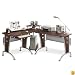 Modern L-Shaped Computer Workstation - Mahogany