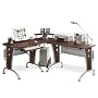 Modern L-Shaped Computer Workstation - Mahogany