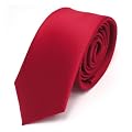 Schmale Satin Krawatte rot karminrot uni Polyester