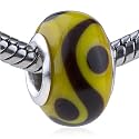 Pandora Bead & Bracelet Fit - Brown Trigram Pattern Slim Glass Beads