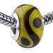 Pandora Bead & Bracelet Fit - Brown Trigram Pattern Slim Glass Beads