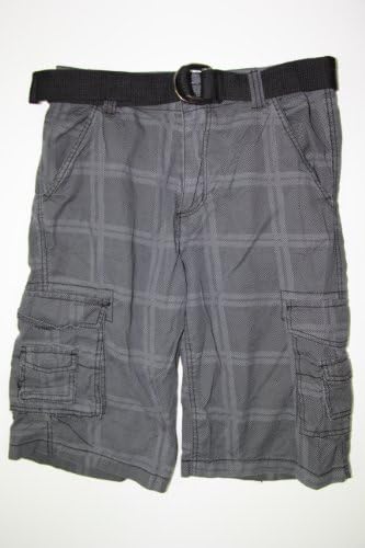 White/black Plaid Cargo Shorts, Young Mens Casual, Light Weight Twill Fabric- Size 28