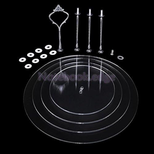 4 Tiers Acrylic Party Wedding Cake Cupcake Plate Stand Crown Handle Fitting